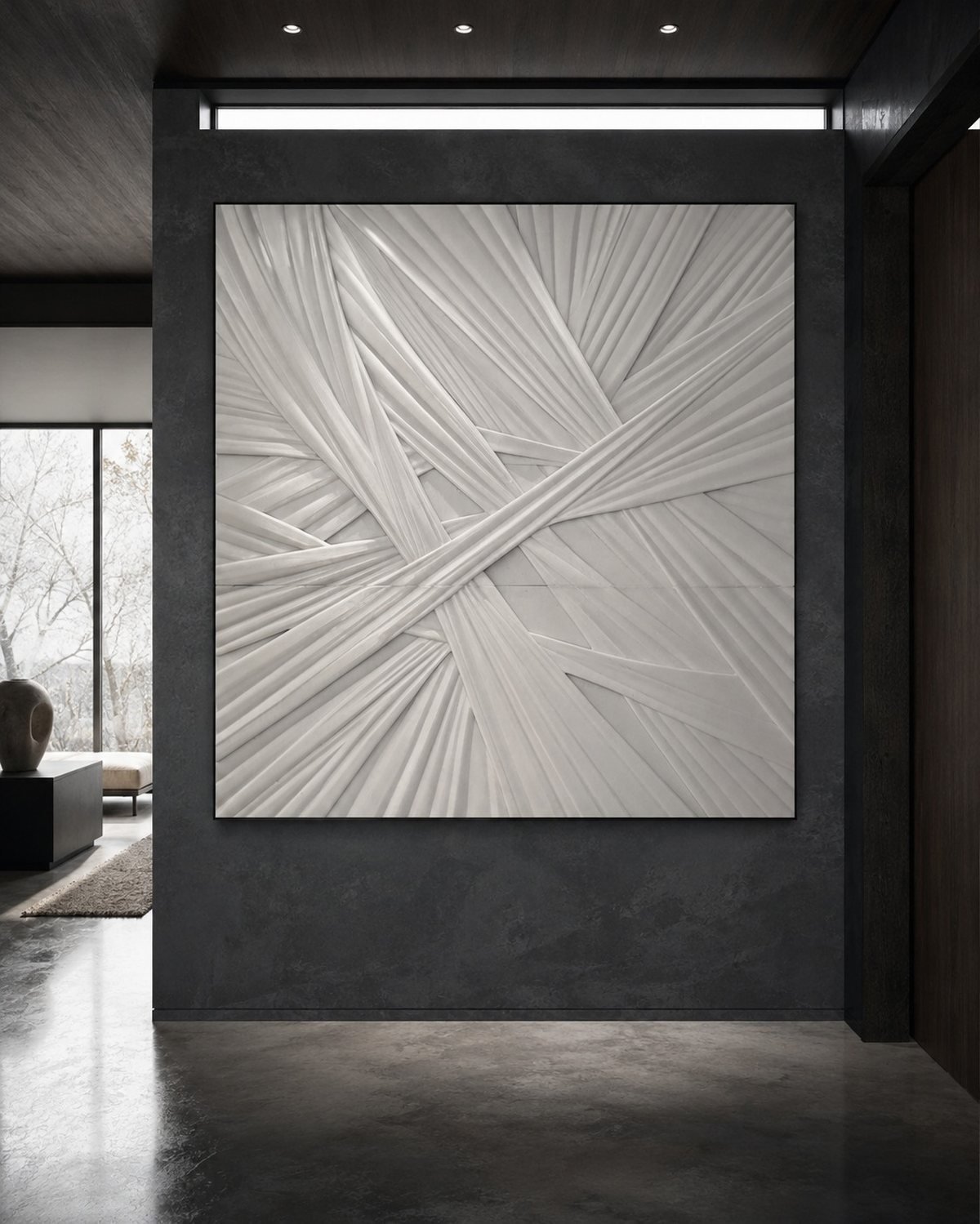 Palm fronds &mdash; white marble